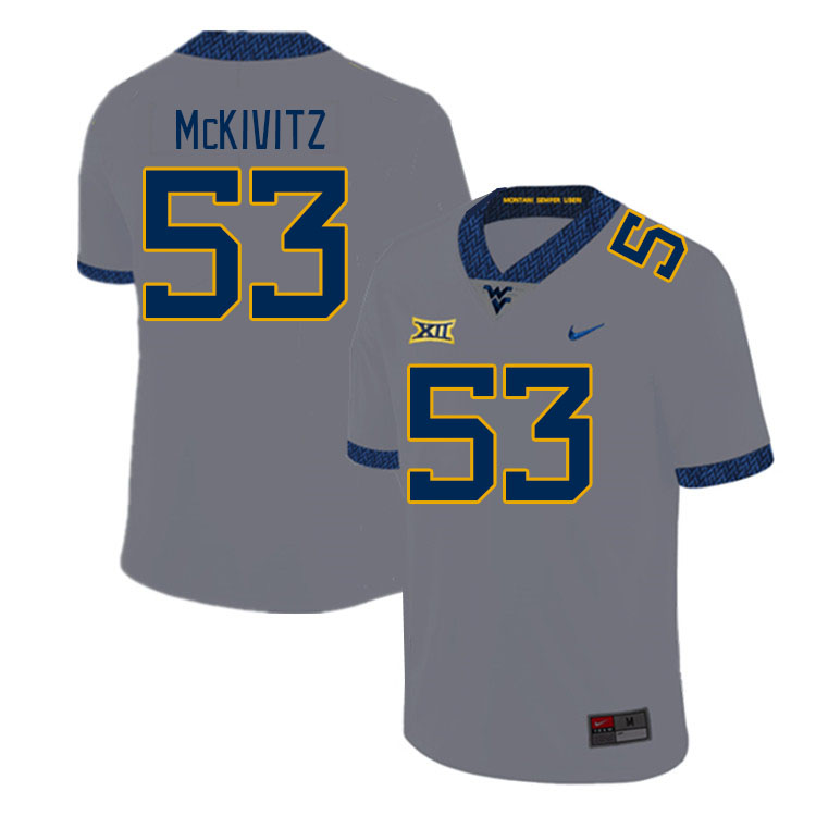 West Virginia Mountaineers #53 Colton McKivitz College Football Jerseys Stitched Sale-Grey